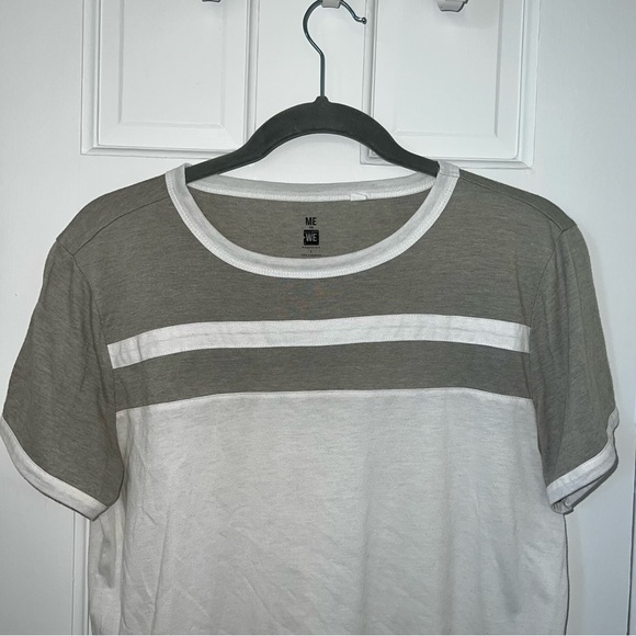 PACSUN ME TO WE tshirt short sleeve top, baseball tee, striped gray white - Picture 4 of 8